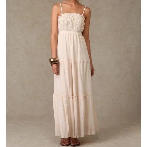 Free People Dresses & Skirts - NWT Free People Sz MEDIUM Stargazer Ivory Crochet Empire Waist Gauzy Flowy Beach